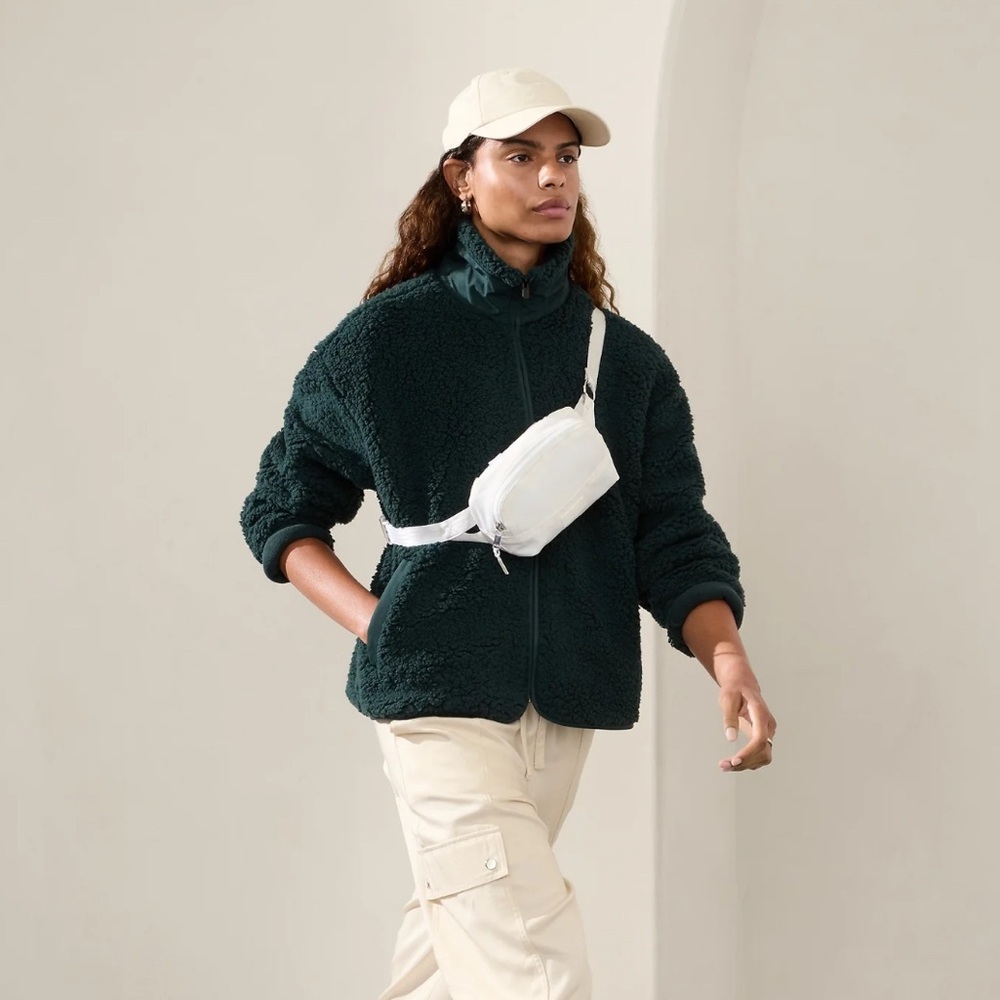 Athleta Dark Teal Teddy Jacket Cloud Fleece High Collar